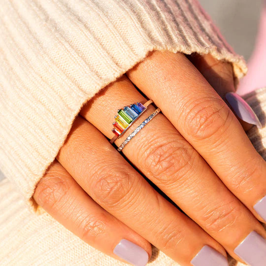 Rainbow Crown Ring for Granddaughter