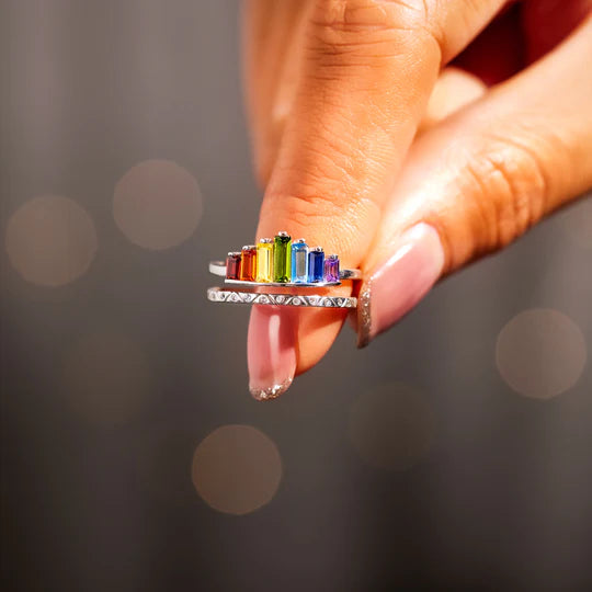 Rainbow Crown Ring for Granddaughter