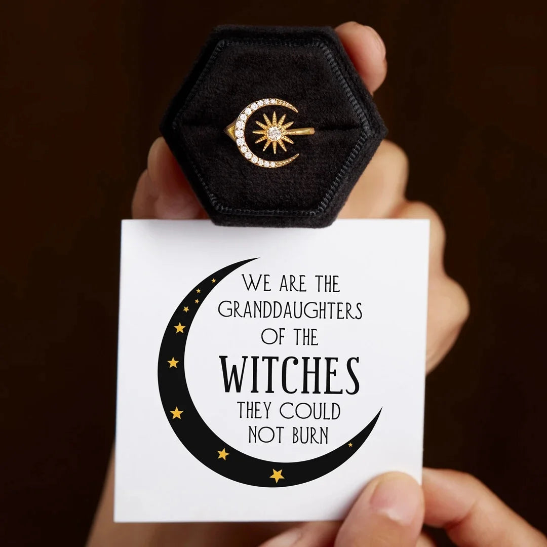 Grandaughters Of Witches Cresent Moon & Star Ring