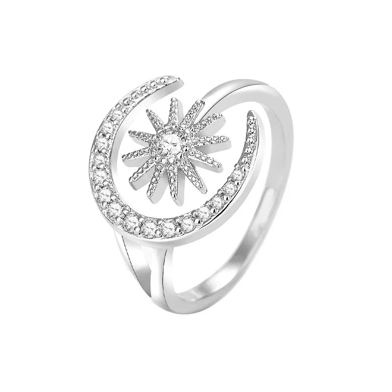 Grandaughters Of Witches Cresent Moon & Star Ring