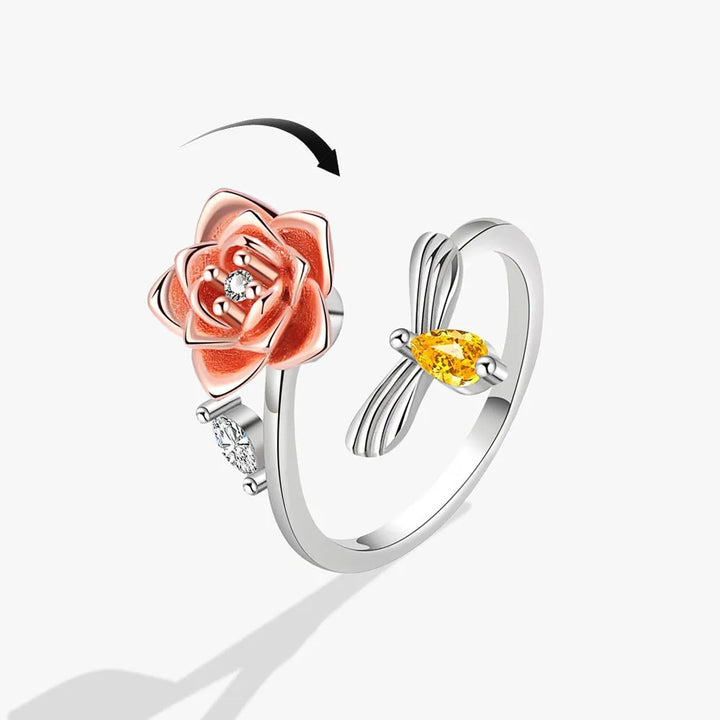 Sunflower Fidget Spinner Ring in 925 Sterling Silver