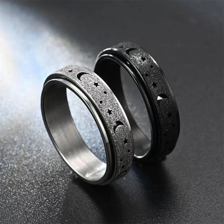 Stainless Steel Moon Star Fidget Rings