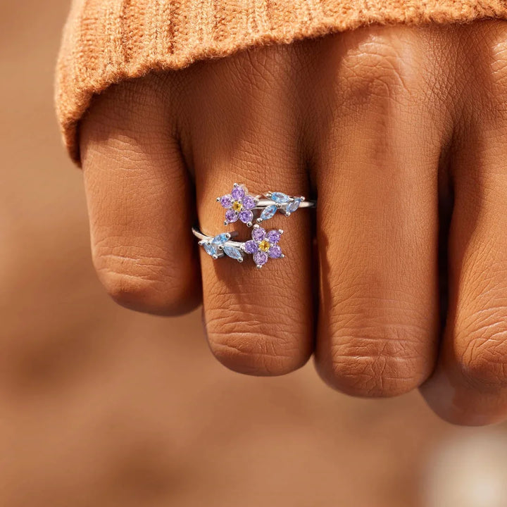 Forget-me-nots Flower Leaf Ring