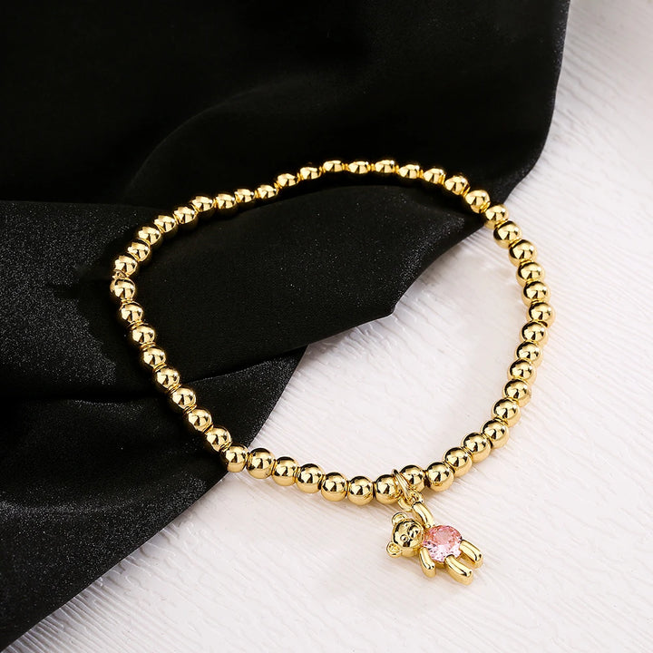 Gold Bear Bead Bracelet