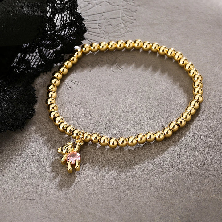 Gold Bear Bead Bracelet