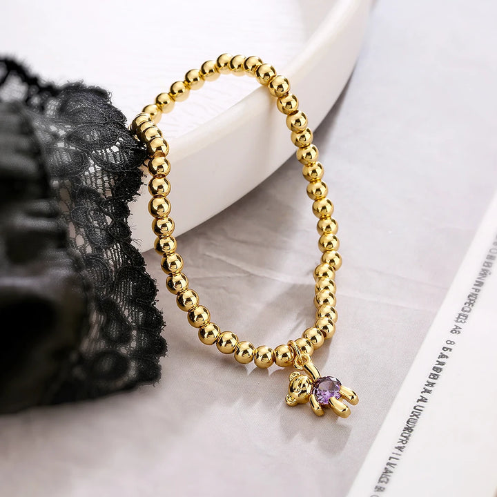 Gold Bear Bead Bracelet