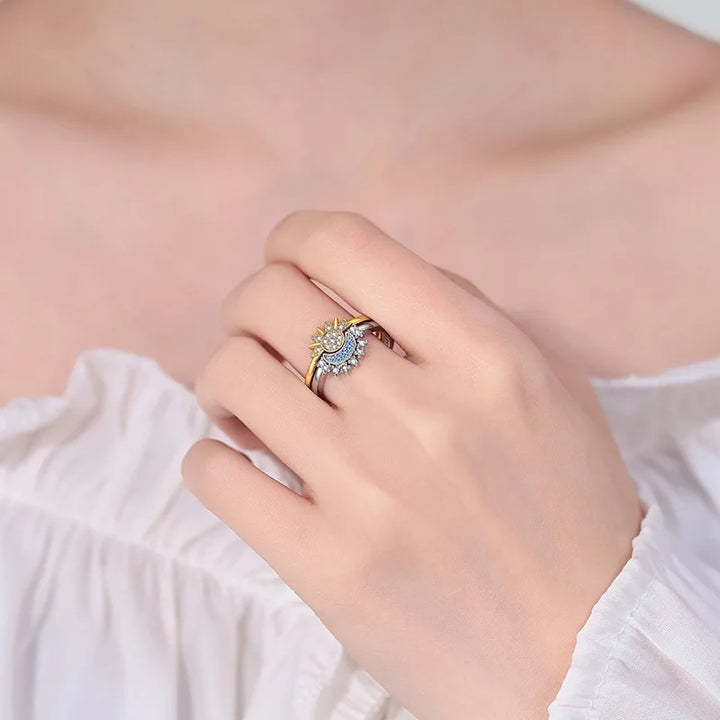 Sparkling Moon Sun Ring