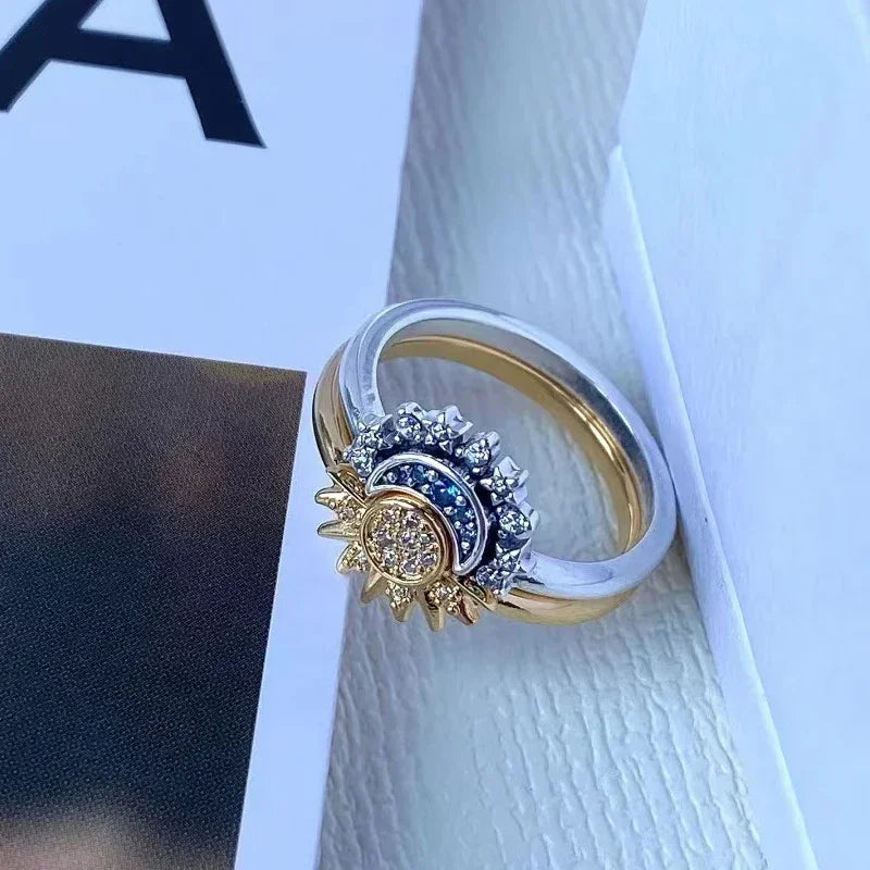 Sparkling Moon Sun Ring