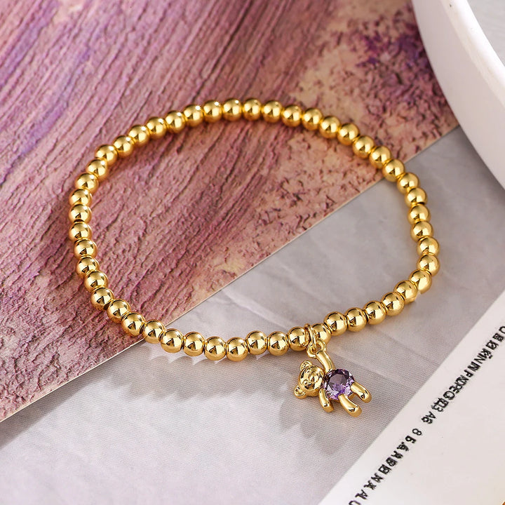 Gold Bear Bead Bracelet