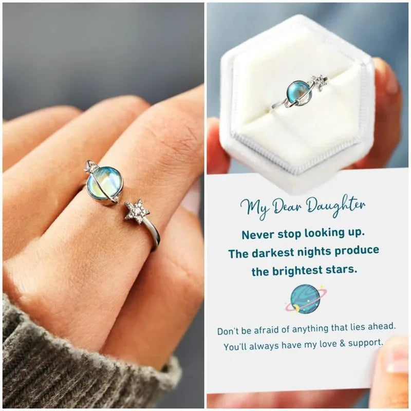 To My Daughter Star Moon Fidget Ring