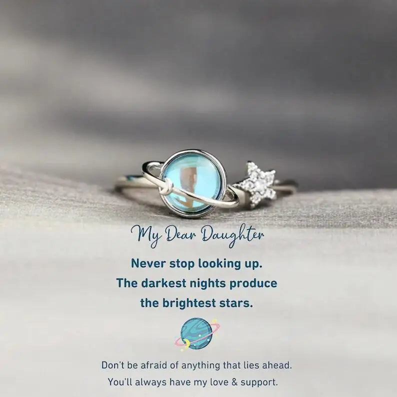 To My Daughter Star Moon Fidget Ring