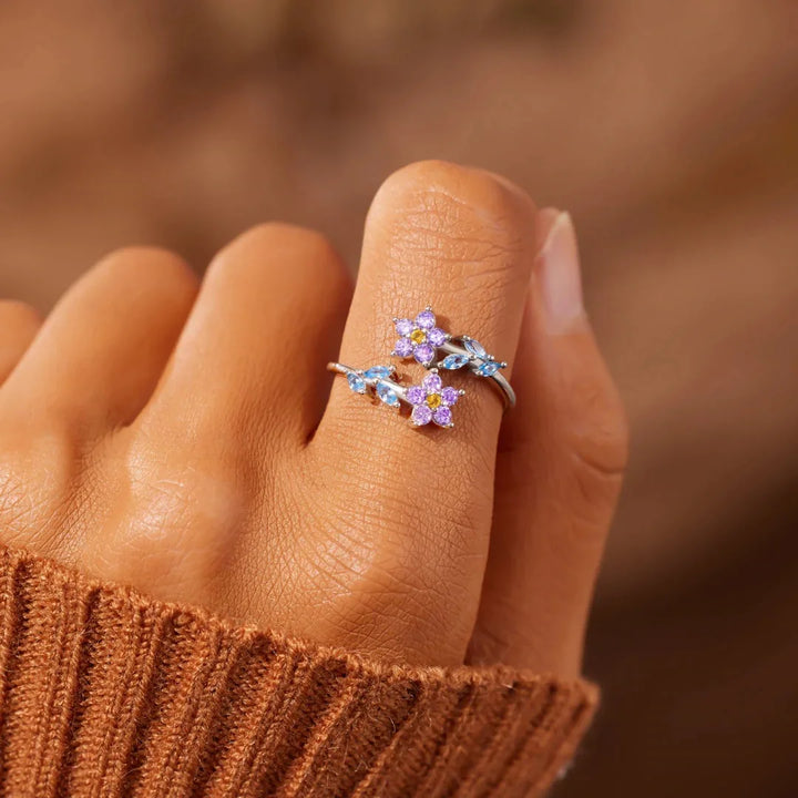 Forget-me-nots Flower Leaf Ring