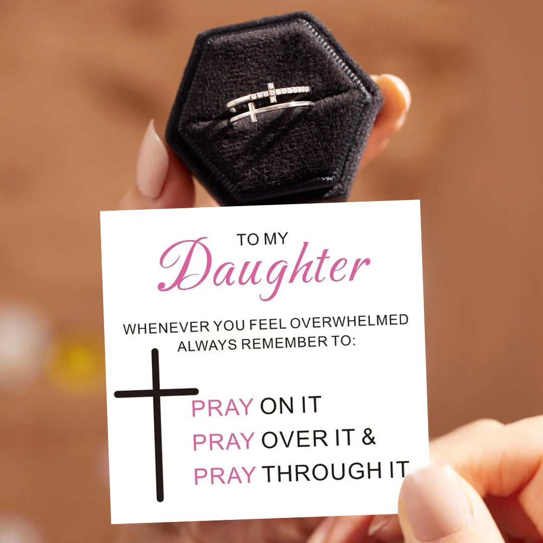 To My Daughter Pray Through It - Double Cross Ring