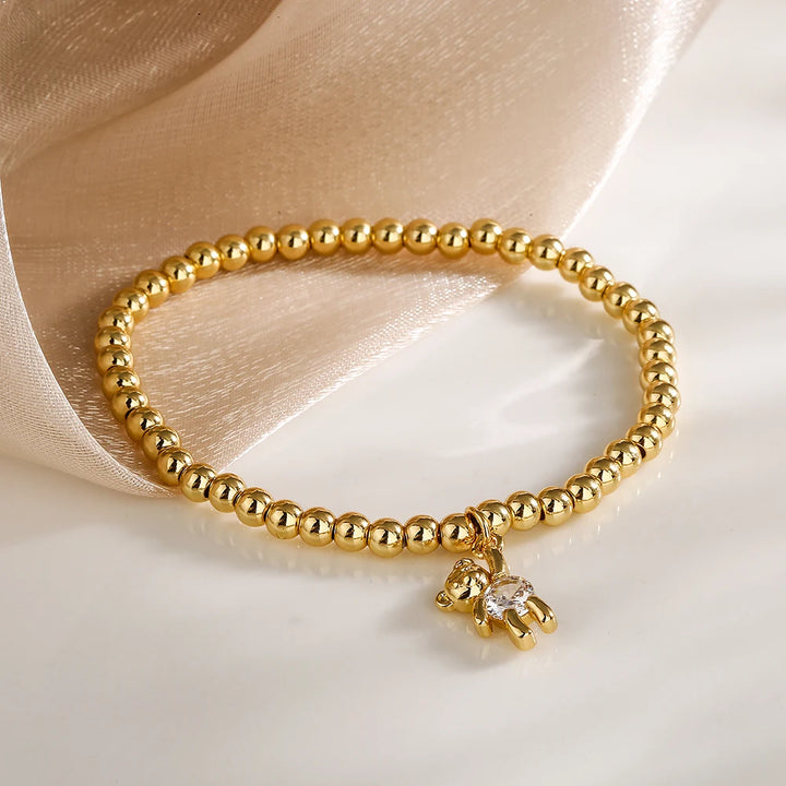 Gold Bear Bead Bracelet